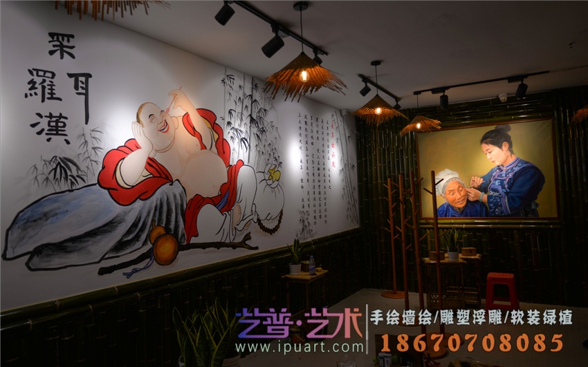 <休闲>布衣采耳手绘,油画定制